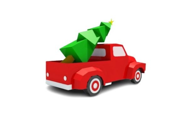 Download Christmas Truck 3D Paper Sculpture Craft - Premium Resources
